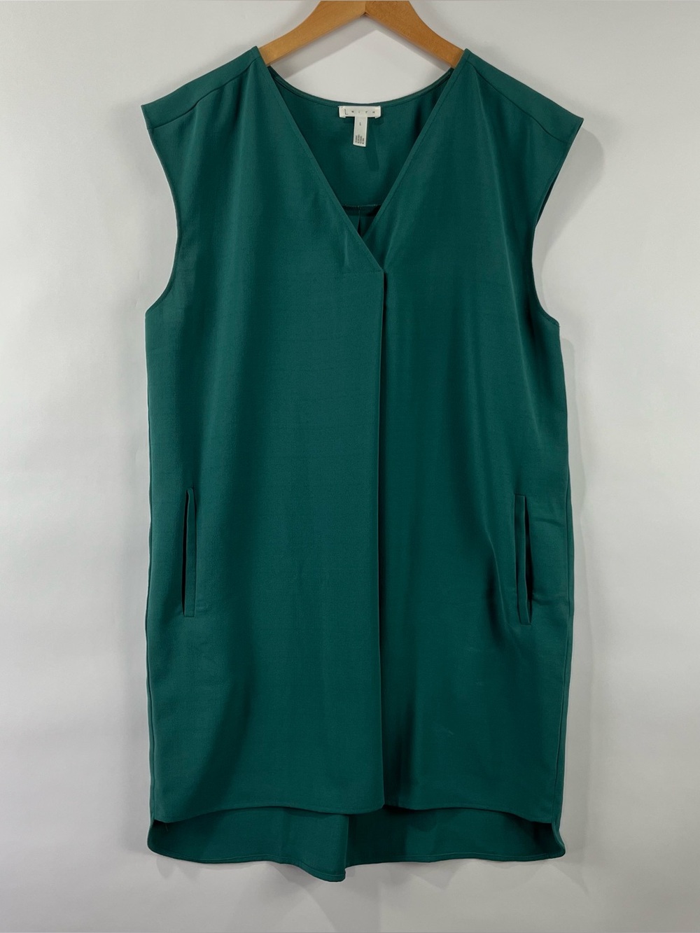 Leith Sleeveless Shift Dress Hidden Placket Pockets Office Career Relaxed Large